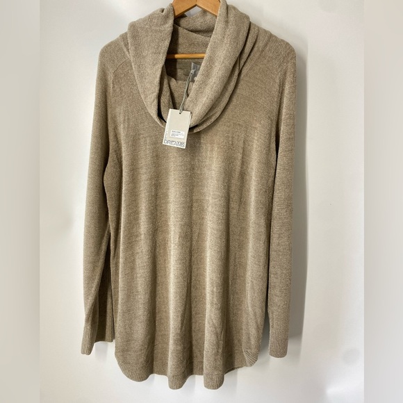 Barefoot Dreams CozyChic Ultra Lite Cowl Neck Tunic in Dark Khaki - SZ XL NEW - Picture 3 of 9